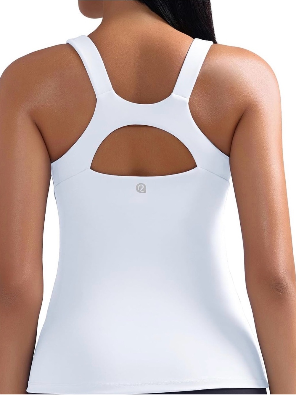 Running Girl white sport top Top with Removable Cups M